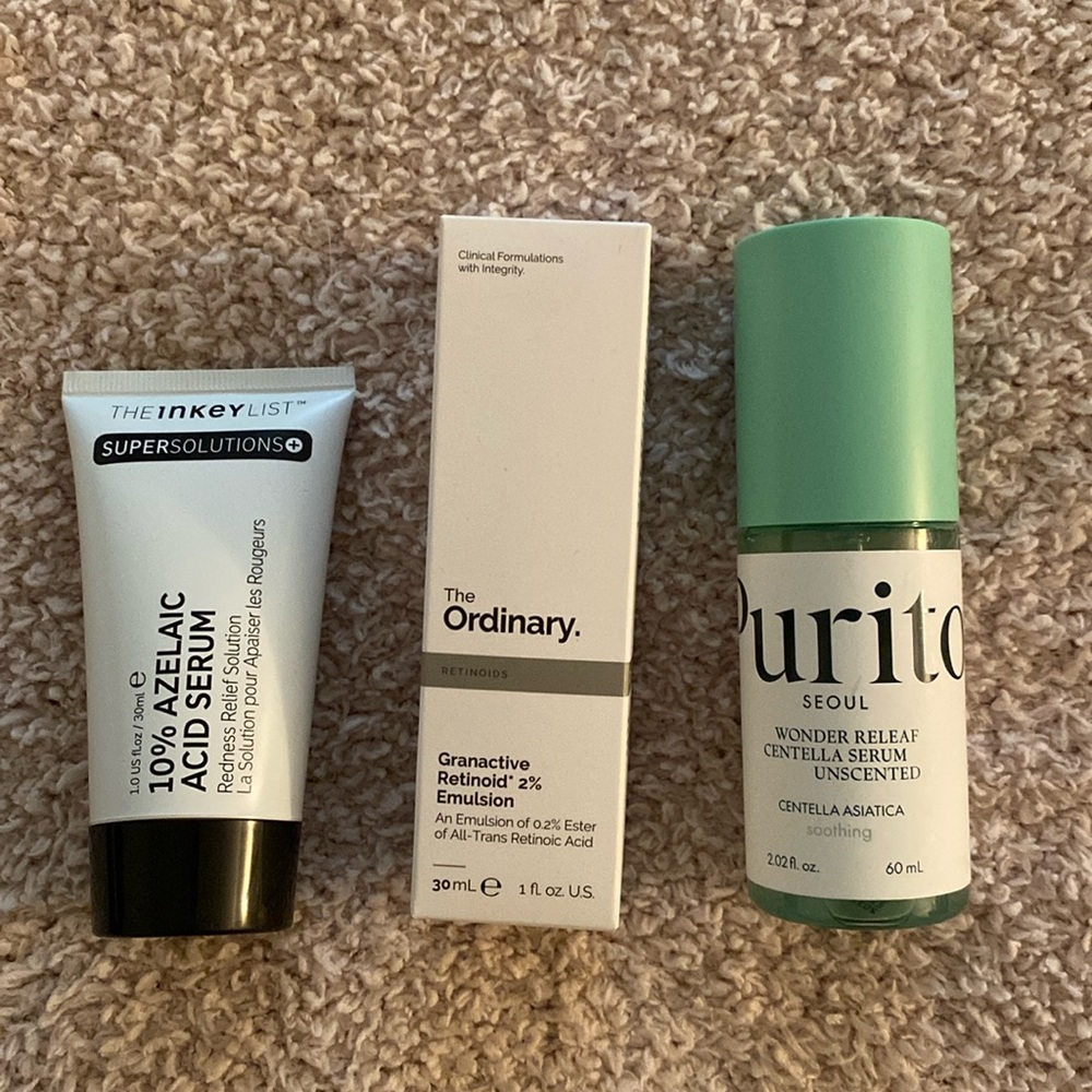 Skincare bundle: Purito Centella The Ordinary Retinoid Inkey List Azelaic Acid